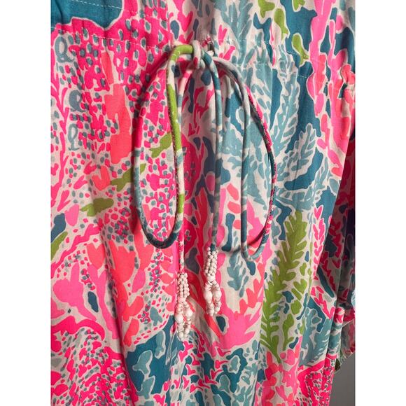 Lilly Pulitzer Coleman Caftan Let’s Cha Cha Size Small Pink Beaded Maxi RARE - Picture 10 of 13